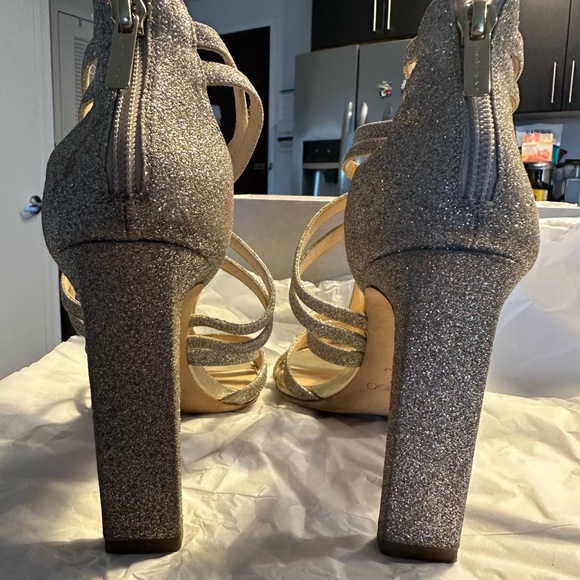 Jimmy Choo Selina Glitter Strappy Sandal Pumps - Picture 6 of 8